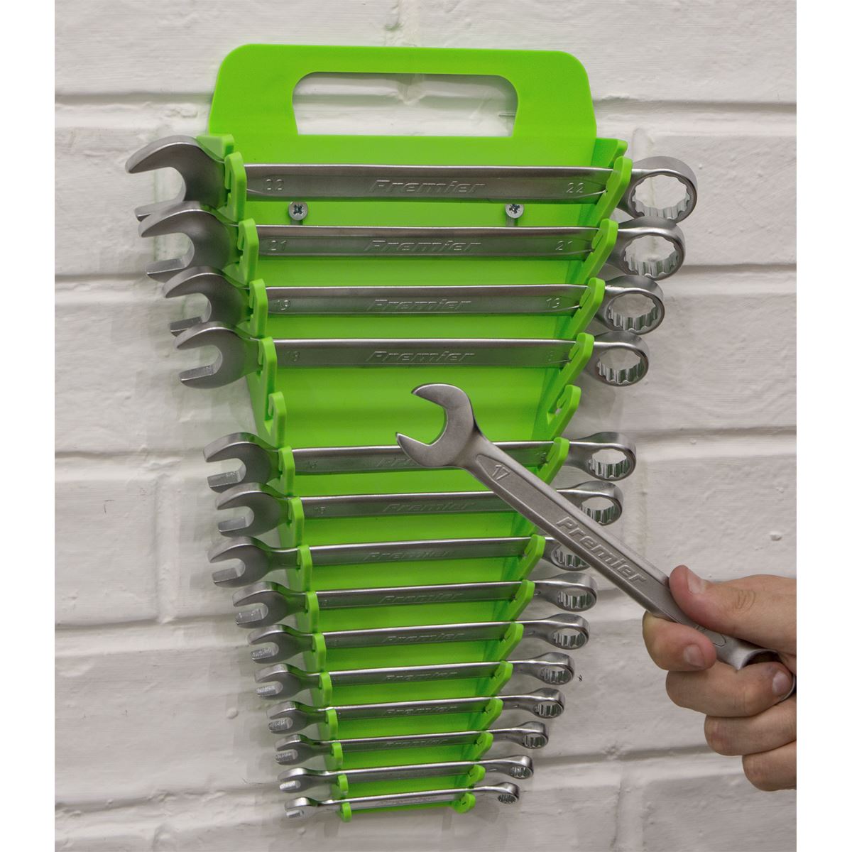 Sealey Spanner Rack Capacity 15 Spanners Hi-Vis Green WR08HV