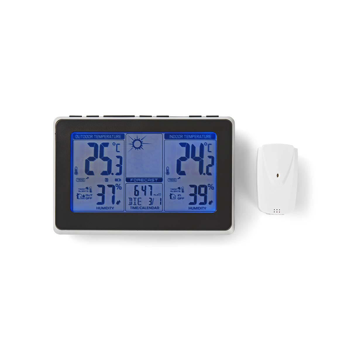 Nedis Weather Station Wireless sensor Alarm clock Weather Forecast - WEST400BK