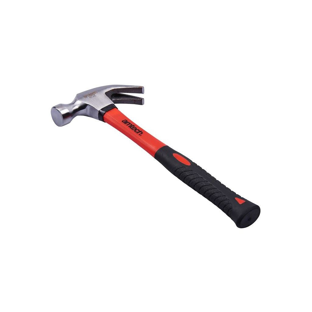 Amtech 8Oz Claw Hammer Fibreglass Drop Forged Tempered Polished Head Rubber Grip - A0240