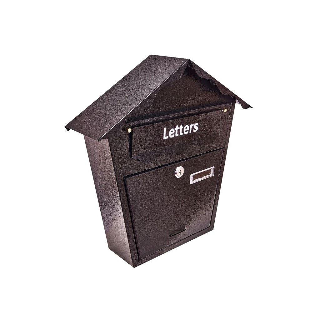 Amtech Heavy Duty Wall Mounted Steel Mail Letter Box Lockable Post Box Black - S5550