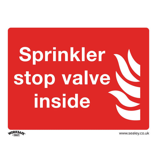 Sealey Safety Sign - Sprinkler Stop Valve - Rigid Plastic SS23P1