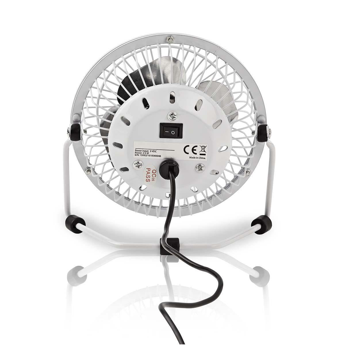 Nedis Metal Mini Fan 10cm Diameter USB powered White FNDK1WT10