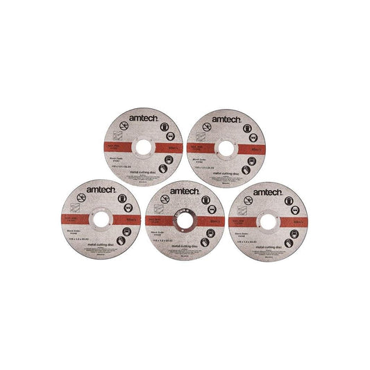 Amtech 5 Piece 1.2mm x 115mm 4.5'' Metal Bolt Cutting Disc Grinder Cutter Blade - V1042