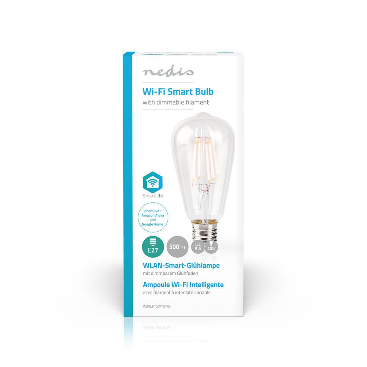 Nedis Wi-Fi Smart LED Filament Bulb E27 ST64 5W 500 lm WIFILF10WTST64