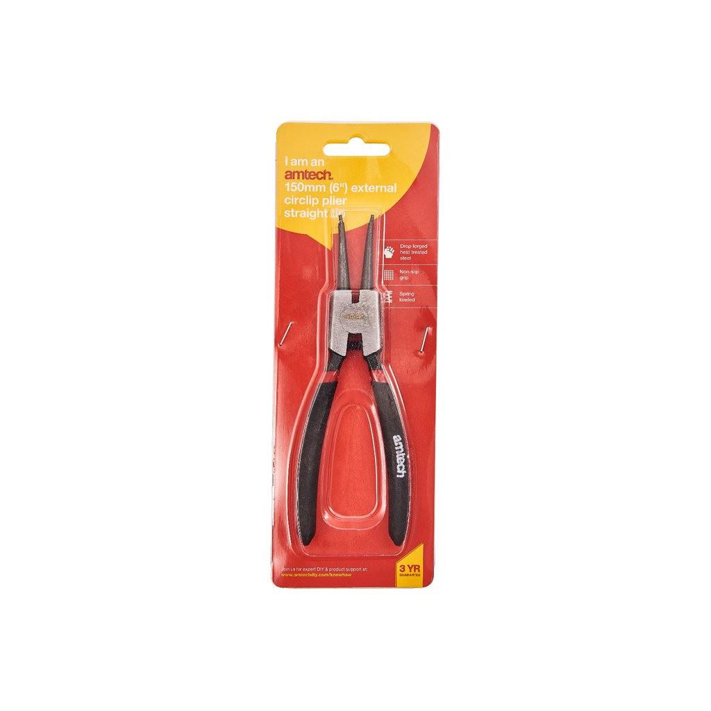 Amtech Circlip Pliers External Straight Drop Forged 6"/150mm Pliers - W6000