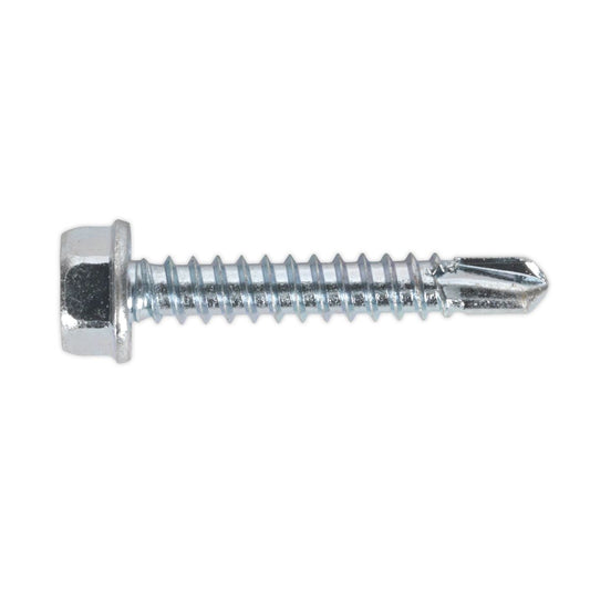 Sealey Self Drilling Screw 4.2 x 25mm Hex Head Zinc Pack of 100 SDHX4225