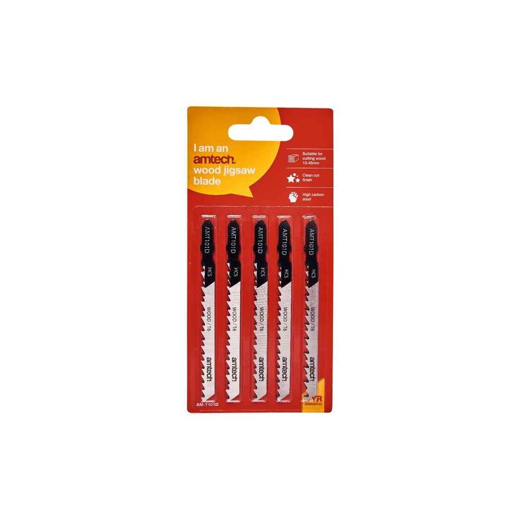 Amtech 5 Piece Wood Jigsaw Blade Set (Amt101D)/Assorted Colours - M1606