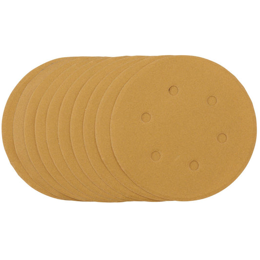 Draper Gold Sanding Discs with Hook & Loop, 150mm, 240 Grit (Pack of 10) - 64257