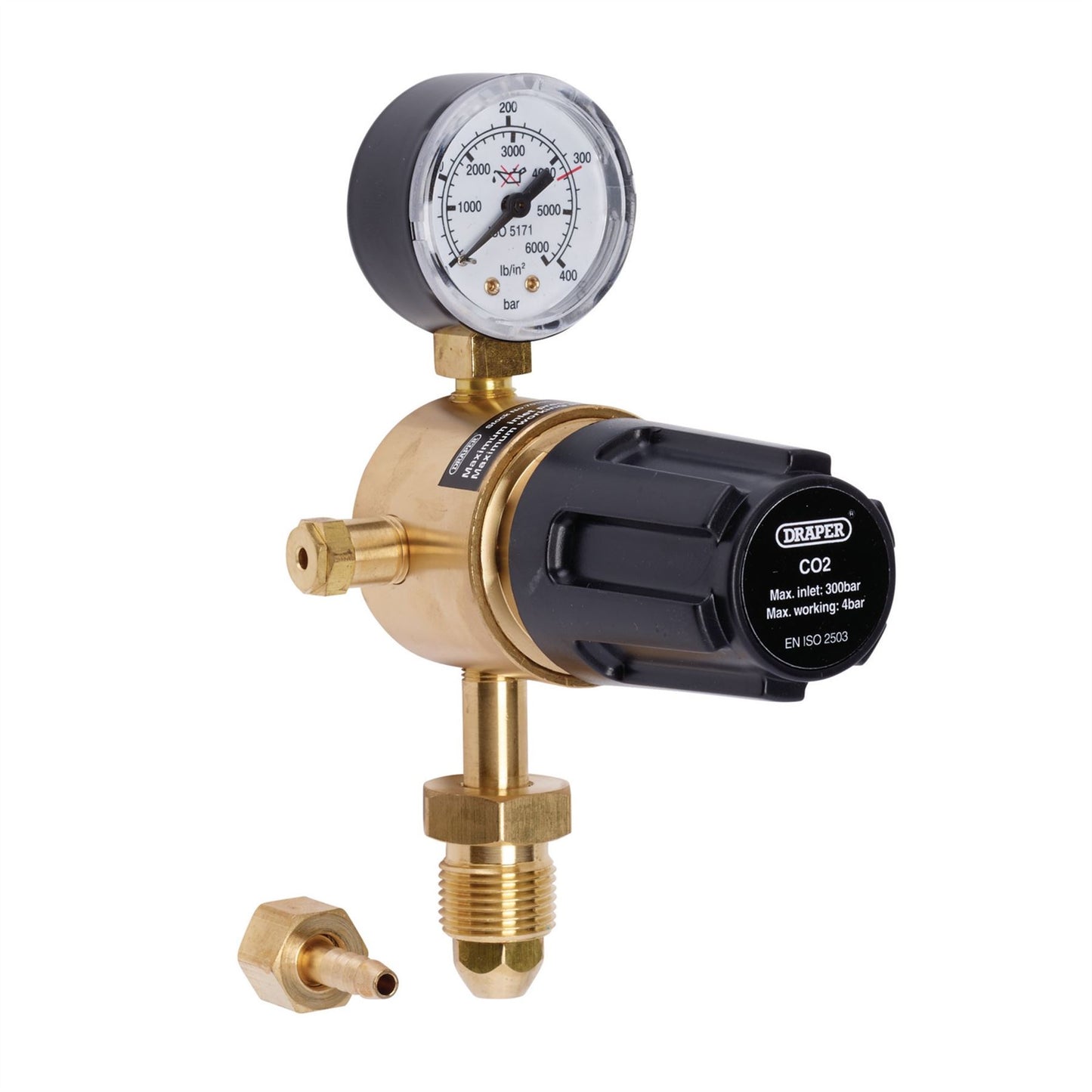 Draper Industrial Gas Bottle Regulator with Single Gauge, 300 bar WREGICO2-1G - 70151