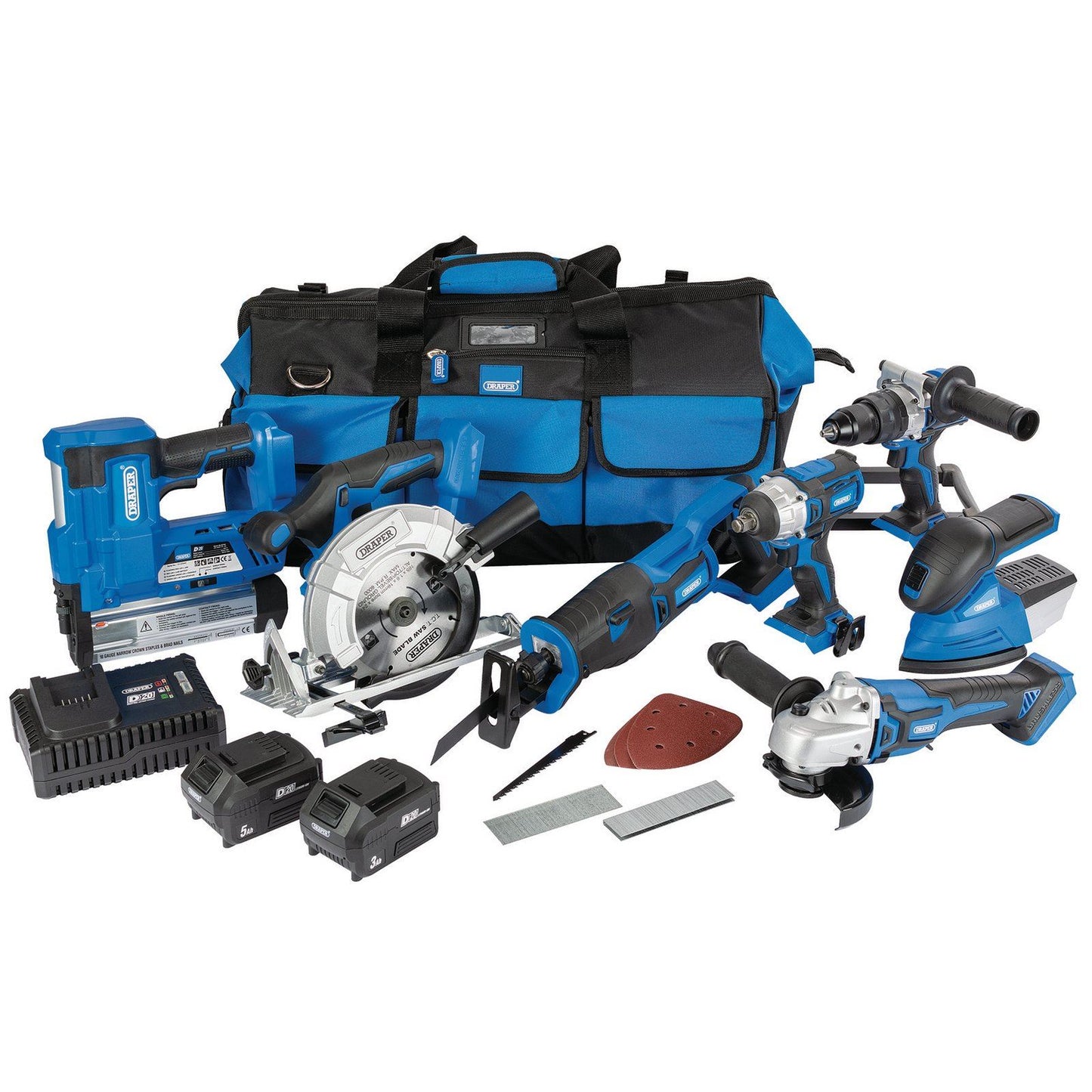 Draper D20 7 Piece Cordless Power Tool Kit 20v Brushless Tools 90473 PTK12/D20