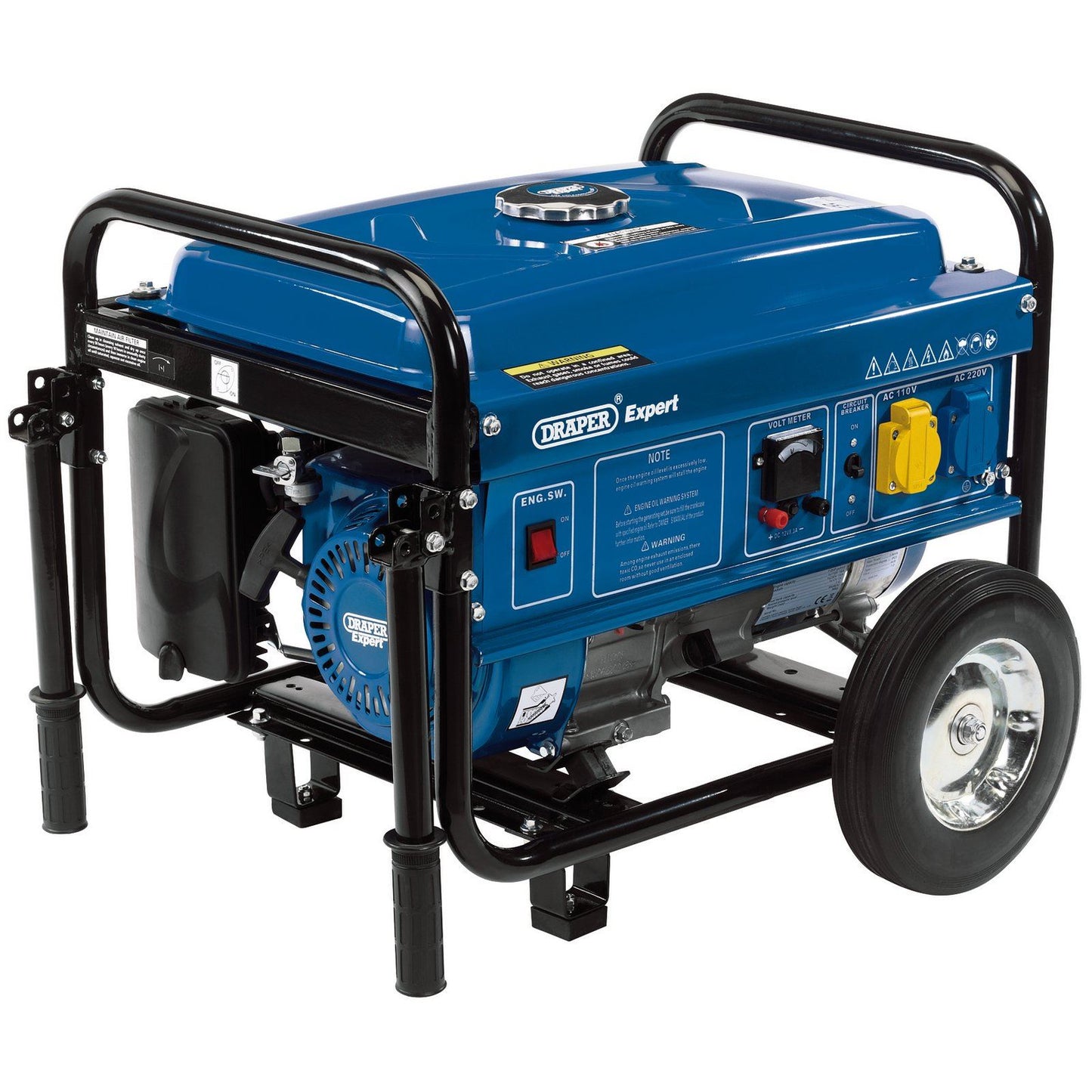 Draper Petrol Generator with Wheels (2.2kVA/2.0kW) PG253W - 16066