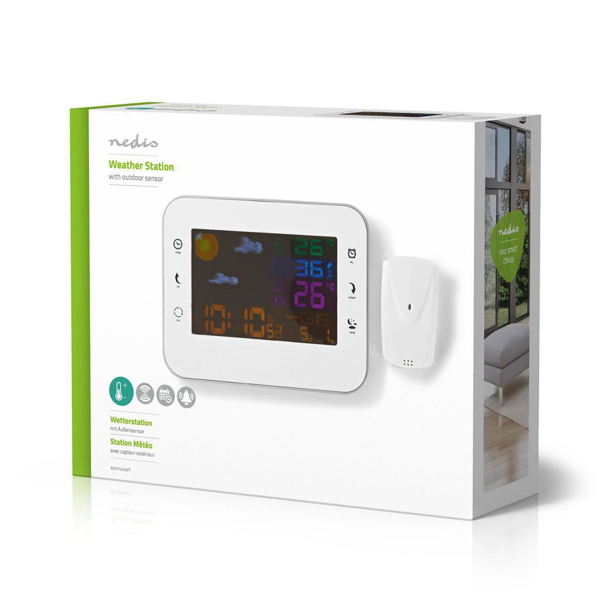 Nedis Weather Station +Wireless sensor Alarm clock Weather Forecast