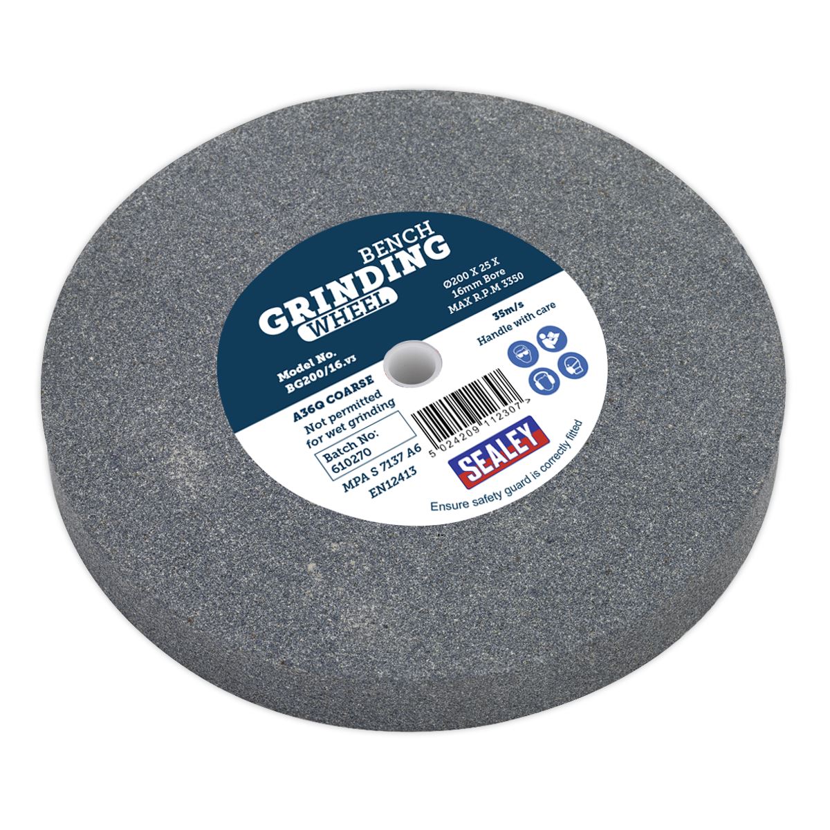 Sealey Grinding Stone 200 x 25mm 16mm Bore A36Q Coarse BG200/16