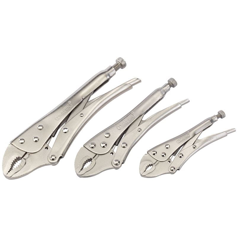 Draper Adjustable Curved Self Grip Vise Locking Jaw Lever Release Pliers 3 X Set - 14040