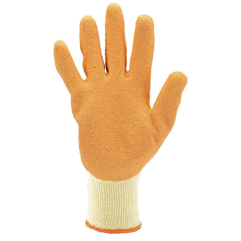 Draper 82751 Pack of Ten Orange Heavy Duty Latex Coated Work Gloves - ExtraLarge