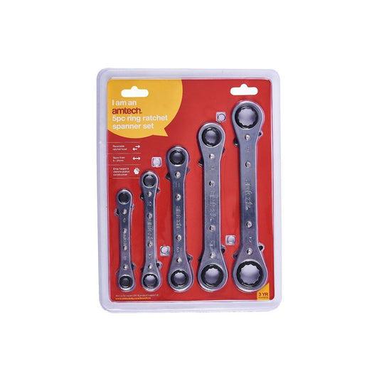 5 Piece Ring Ratchet Spanner Set 6-21mm Diy Tool Wrench Mechanic Garage Imperial - K1500