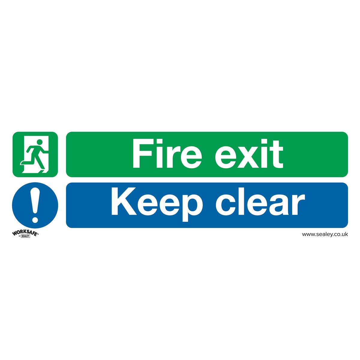 Sealey Safety Sign - Fire Exit Keep Clear (Lg) - Plast - Pk of 10 SS32P10