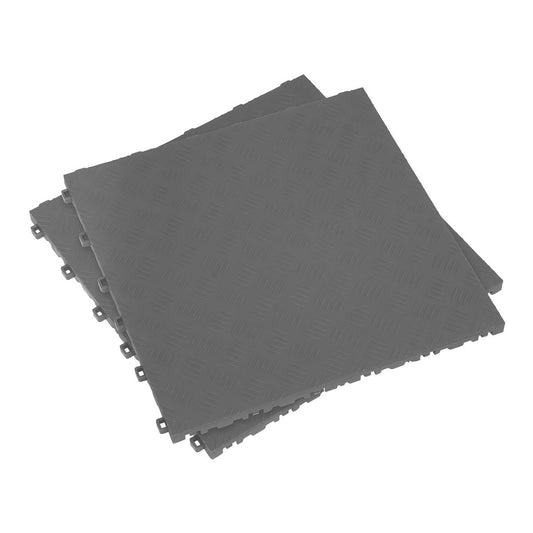 Sealey Polypropylene Floor Tile-Grey Treadplate 400x400mm Pack of 9 FT3G