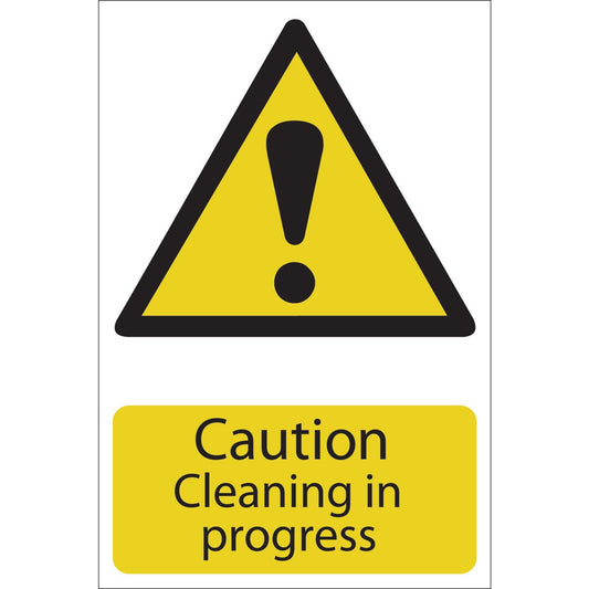 Draper Ss27 'Caution Cleaning In Progress' Hazard Sign - Pvc - 200mm X 300mm - 72440