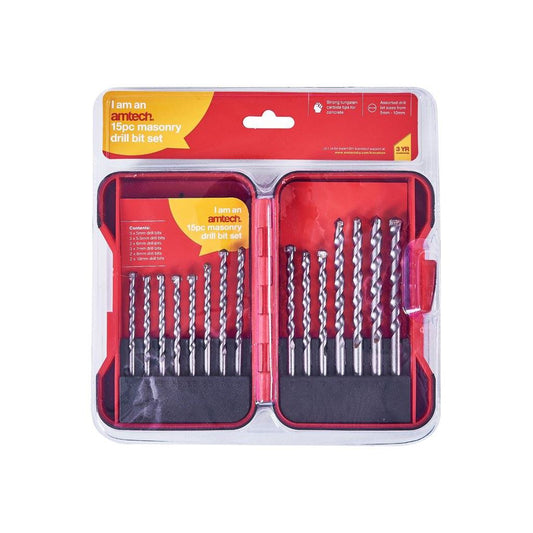 15 Piece Masonry Drill Bit Set 5mm 10mm Stone Brick Concrete Power Tool Piece - F1758