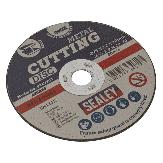 Sealey Cutting Disc 75 x 1.2mm 10mm Bore PTC/3CT