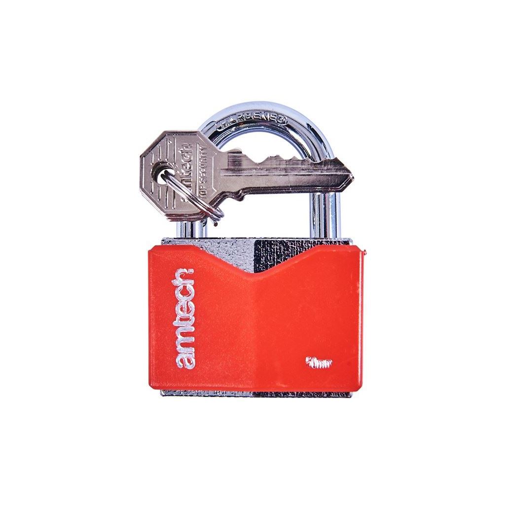Amtech Iron Padlock Safety Security Shackle Chrome Plated 50mm+3 Keys - T0705