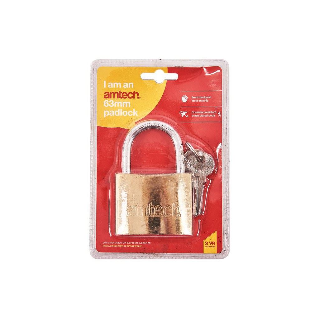 63mm Heavy Duty Brass Hardened Steel Security Padlock Shed Garage 3 Keys Strong - XXSEL01