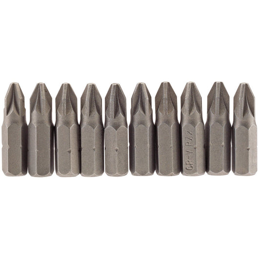 1x Pack Of 10 Draper No. 2 1/4" Hex PZ Type Insert Bit - 25mm Long - 64048