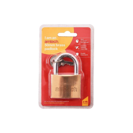 Amtech 50mm Brass Padlock Locker Toolbox Travel - T1300C