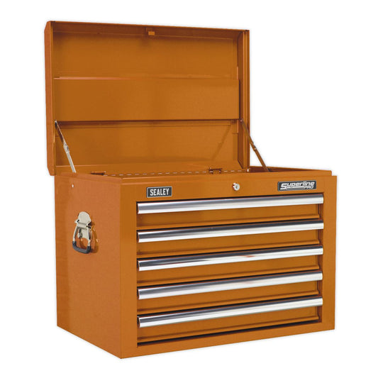 Sealey Topchest 5 Drawer with Ball Bearing Slides - Orange AP26059TO