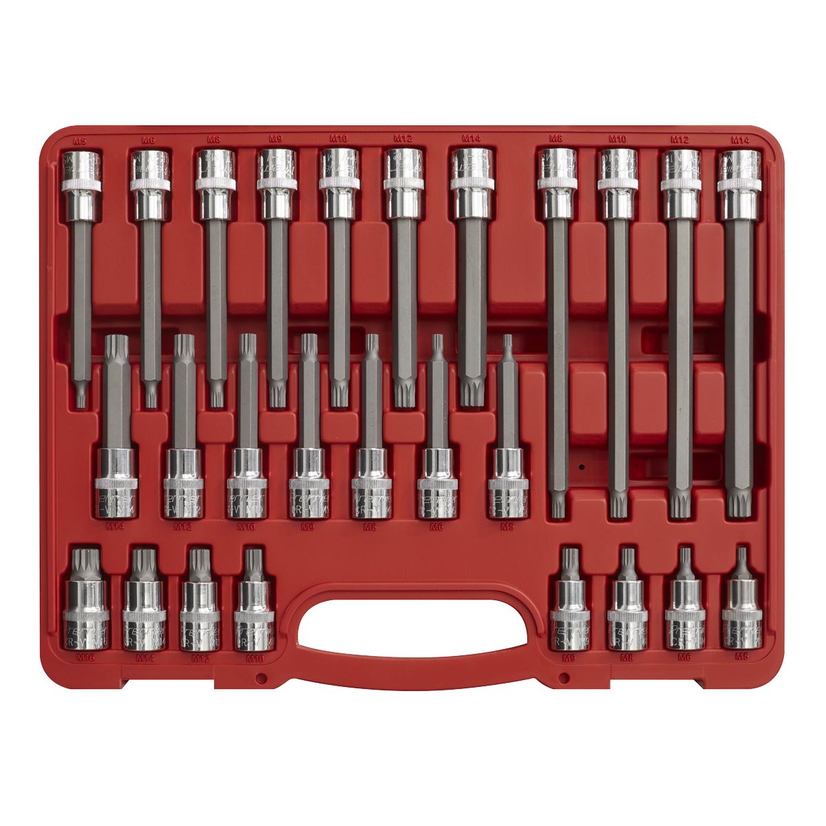 Sealey Spline Socket Bit Set 26pc 1/2"Sq Drive AK2195