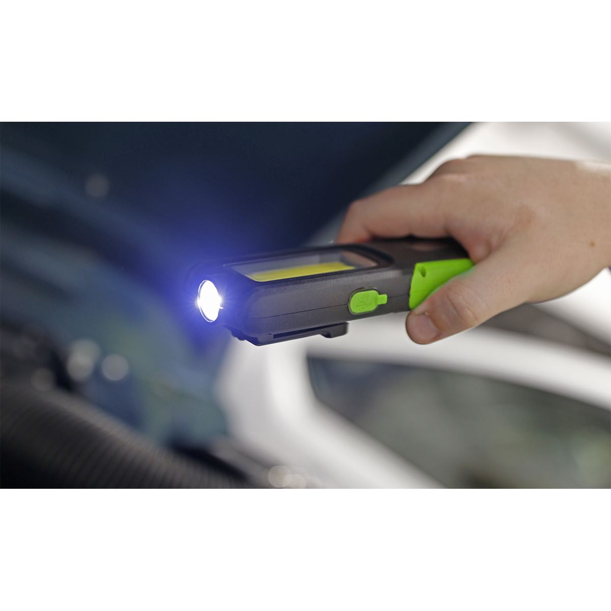 Sealey R/Charge Inspection Light 5W COB & 3W LED & Power Bank-Green LED318G