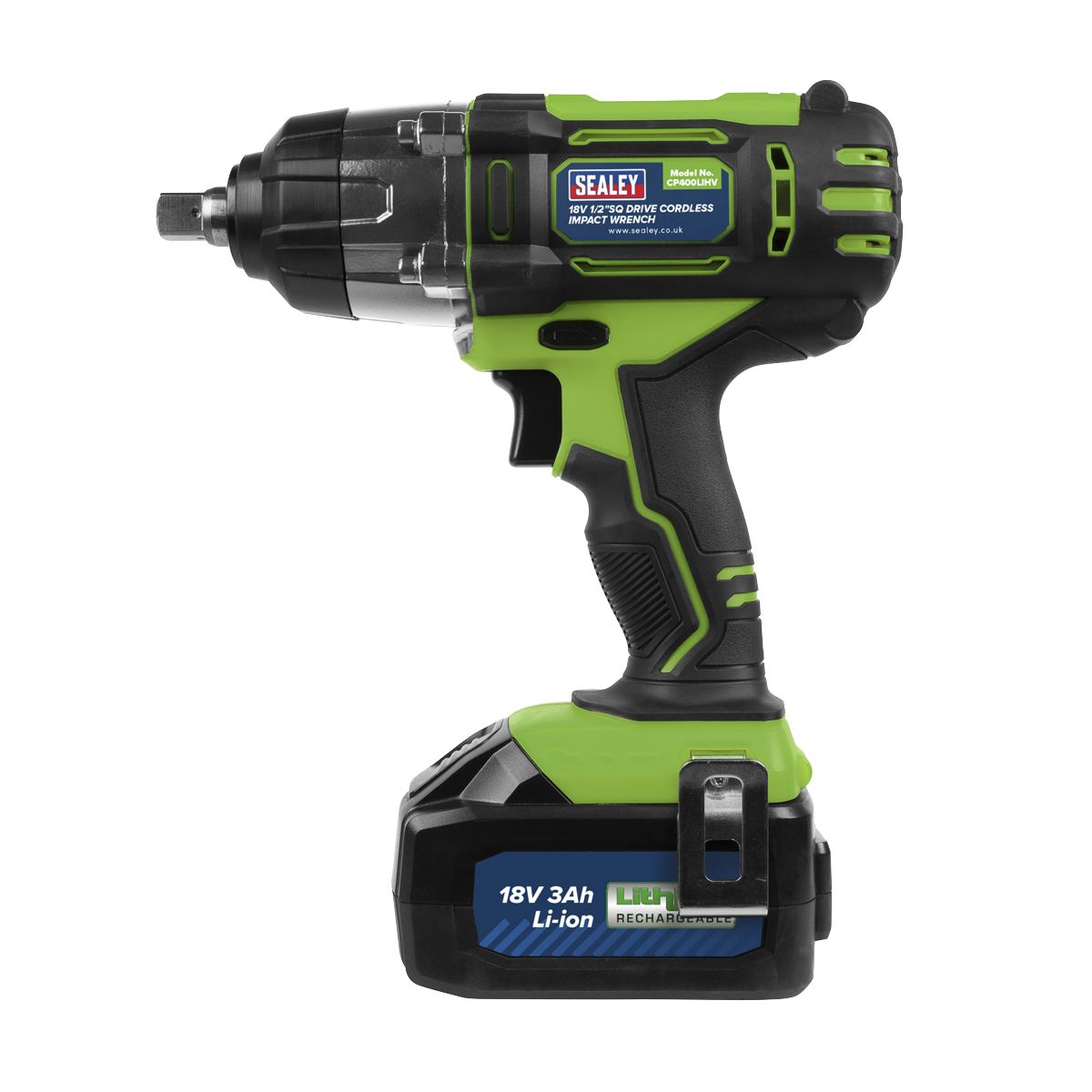 Sealey Cordless Impact Wrench 18V 3Ah Li-ion 1/2"Sq Drive Hi-Vis CP400LIHV