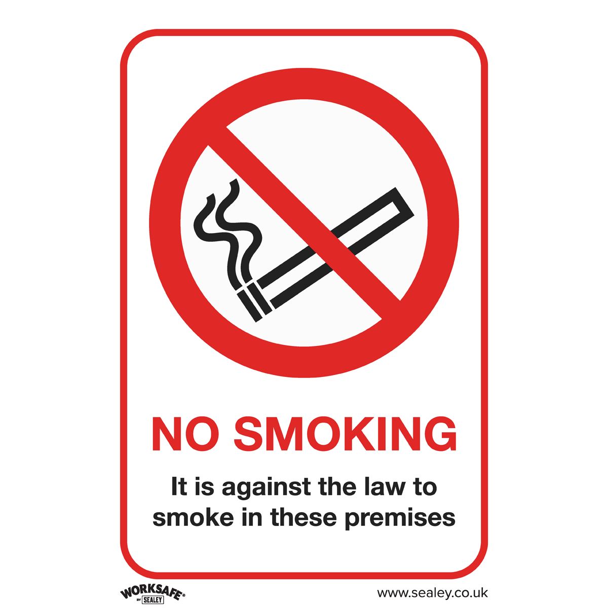 Sealey Safety Sign - No Smoking (On Premises) - Self-Adhesive Vinyl SS12V1