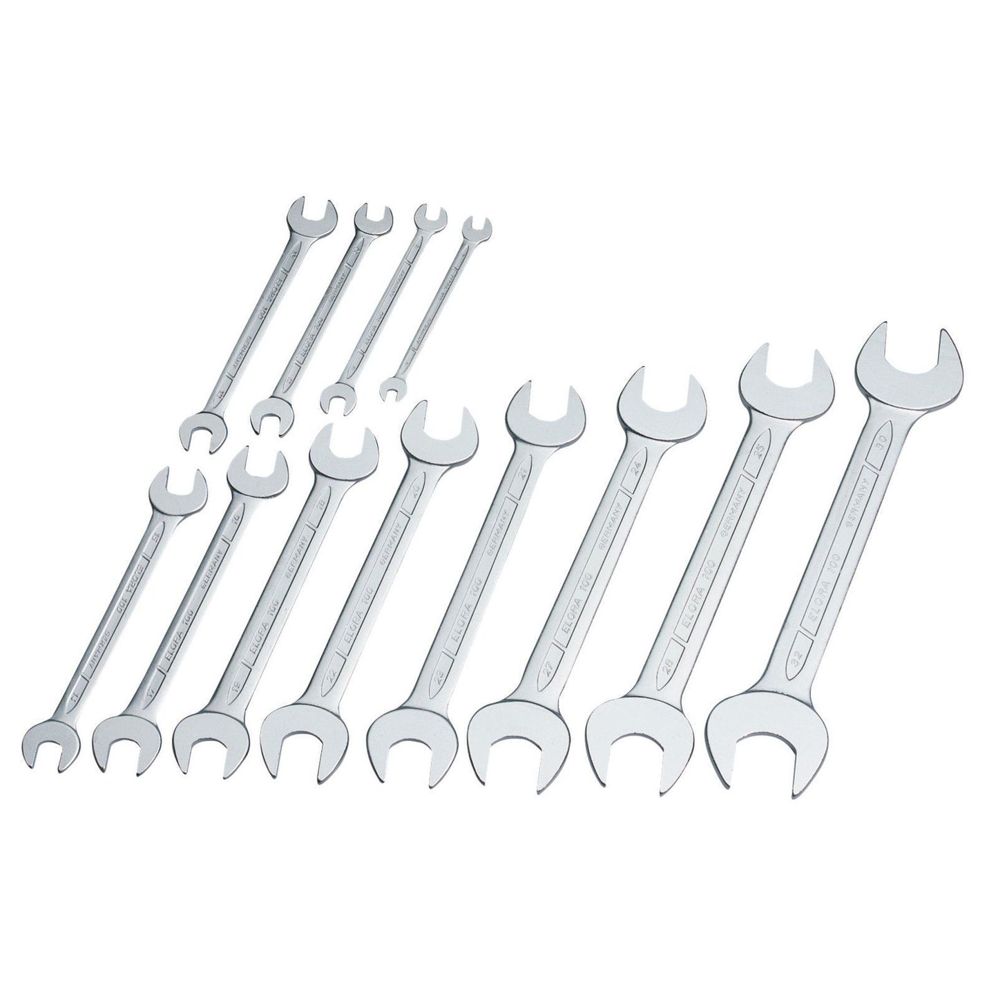 Elora 01276 100 S 12M 12 Piece Long Metric Open End Spanner Set