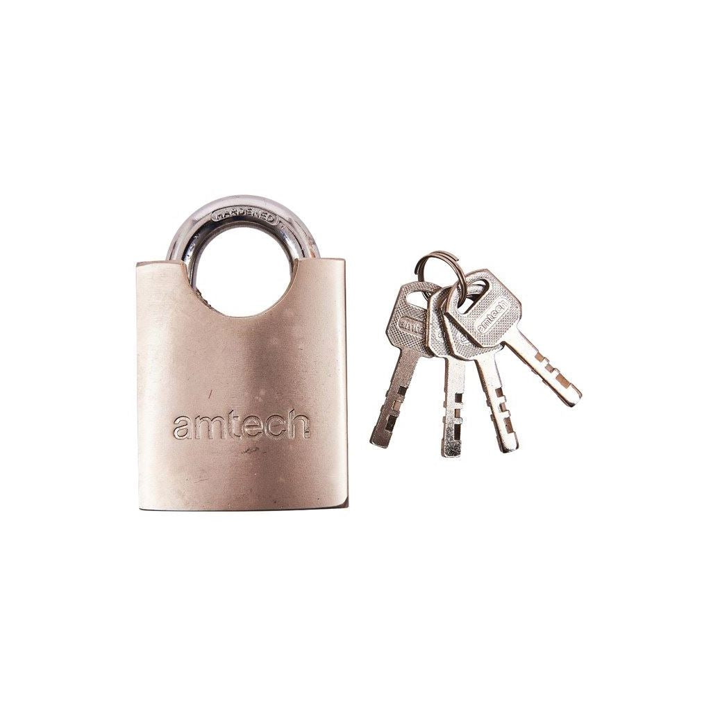 Amtech Heavy Duty Steel 60mm Security Padlock+4 Keys Garage Home Safety Shed - T1630