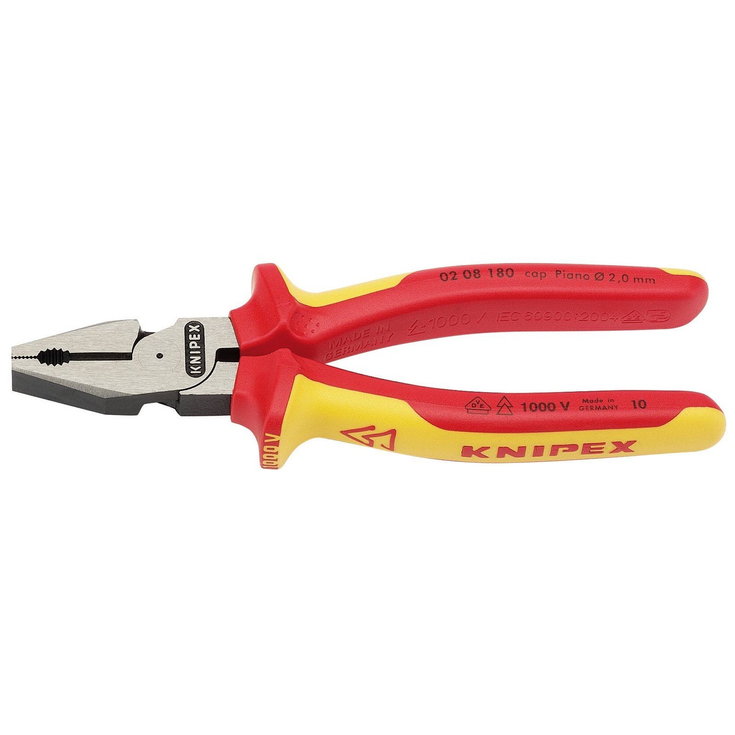 Knipex 02 08 180 VDE Insulated High Leverage Combination Pliers 180mm 32015