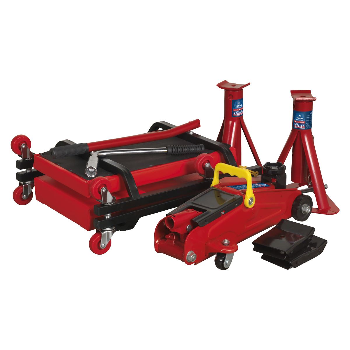 Sealey Lifting Kit 2t (Inc Jack,Axle Stands,Creeper,Chocks,Wrench) JKIT01