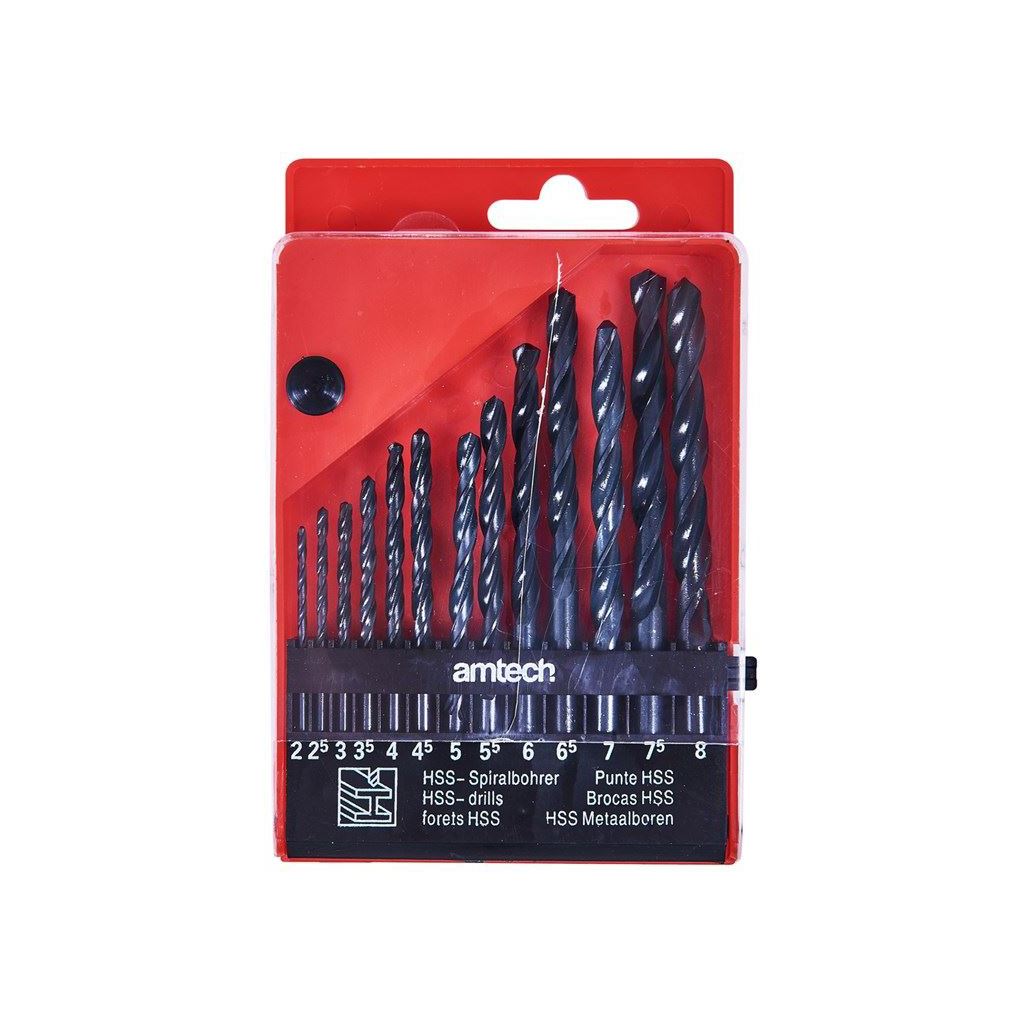 Amtech 13 Piece High Speed Hss Drill Bit Set Large with case High Quality - F1100