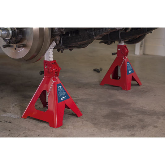 Sealey Axle Stands (Pair) 5t Capacity per Stand Auto Rise Ratchet AAS5000