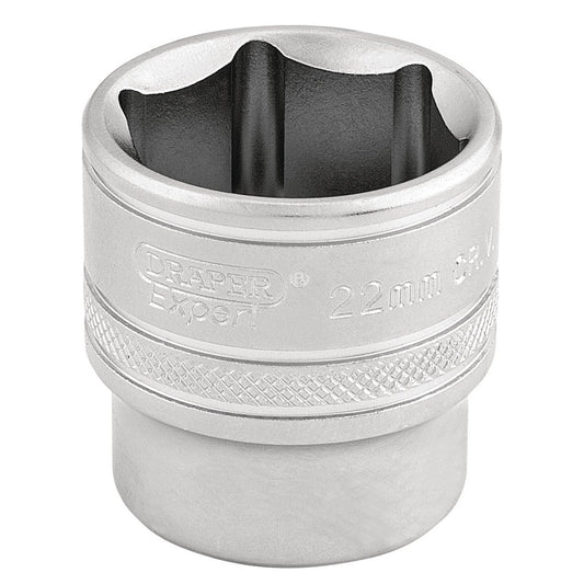 Draper Expert Quality Chrome 3/8" Square Drive 6 Point Metric Socket - 22mm - 16547