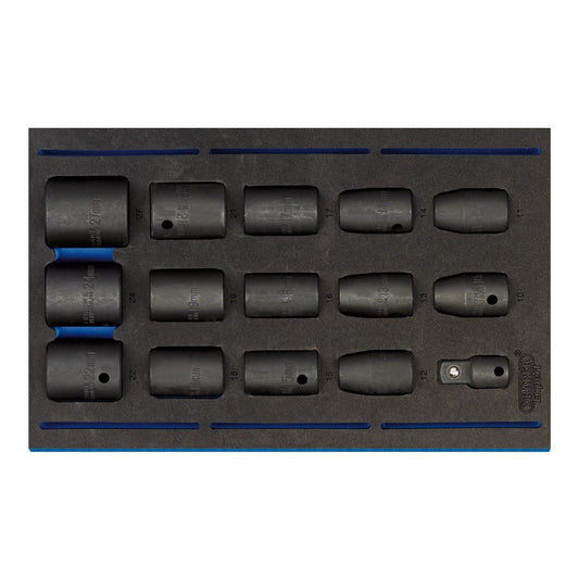 Draper 1/2&quot; Sq. Dr. Impact Socket Set in 1/4 Drawer EVA Insert Tray (15 - 63415