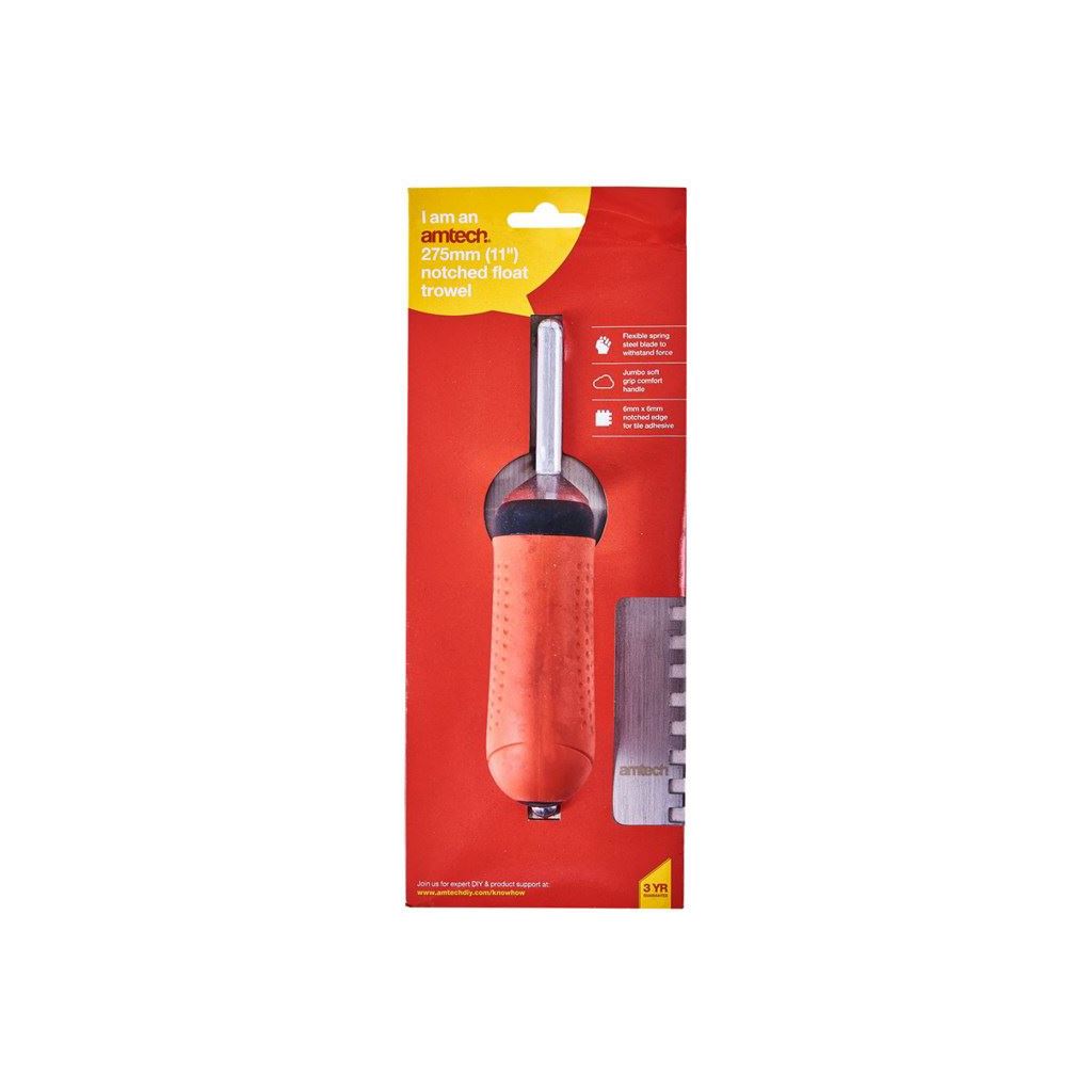 Amtech 11" Float Trowel Notched - Soft Grip - G1611