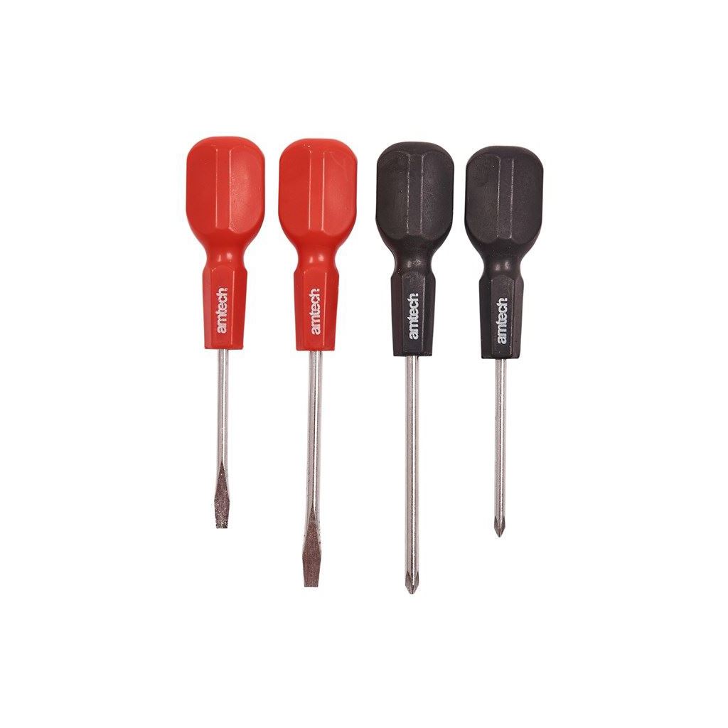 Amtech 4 Piece Cabinet Handle Ph1 Ph2 Screwdriver Set Slotted Phillips Stubby - L0850