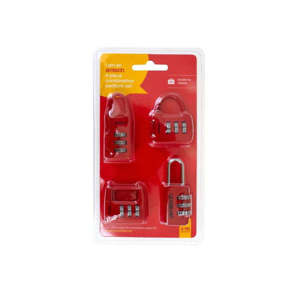 Amtech 4pc Combination Padlock Set - T1153