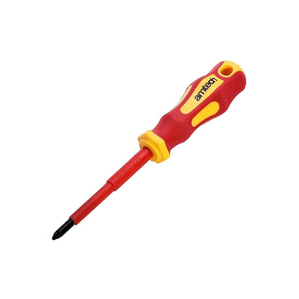 Amtech 80mm Pozidriv VDE 1000V electrical screwdriver with PZ 1 tip - L0652