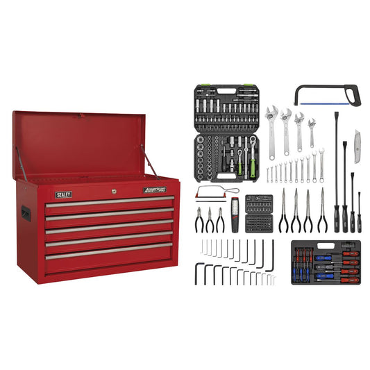 Sealey Topchest 5 Drawer - Red & 230pc Tool Kit AP225COMBO