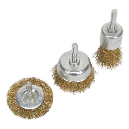 Sealey Wire Brush Set 3pc Brassed BWBS03