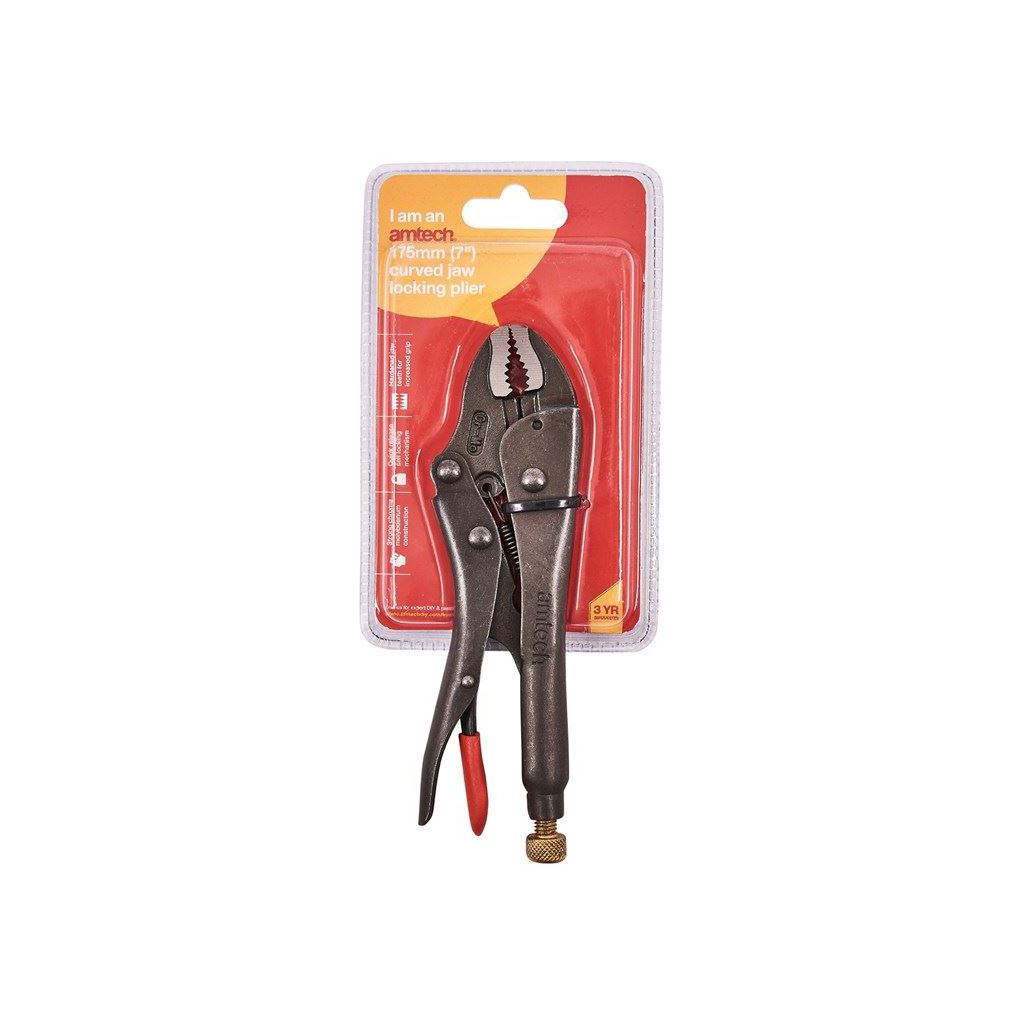 Amtech 7" Curved Jaw Steel Self Locking Grip Plier Plumbing Quick Release - C1510