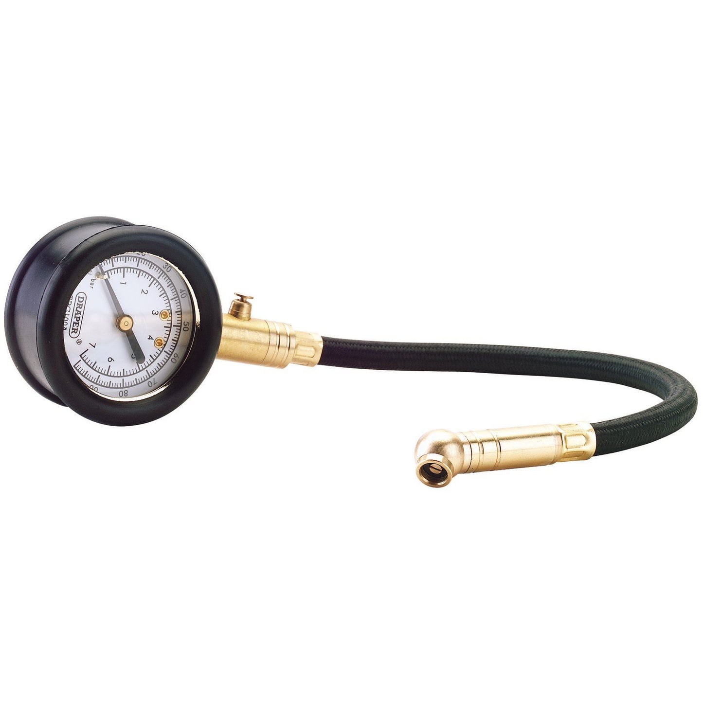 Draper Tyre Pressure Gauge with Flexible Hose for Car Van Motorbike Cycle Bike - 69924